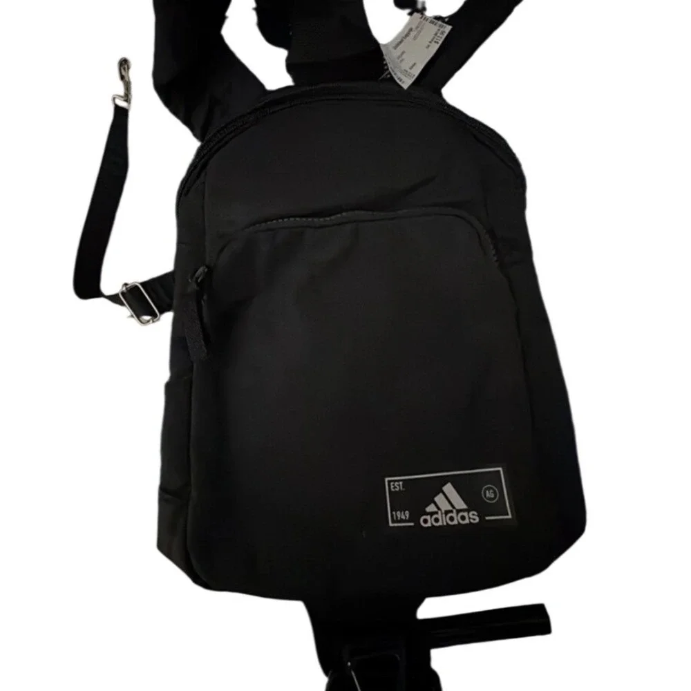 Adidas Mini Backpack Women Small Black Excellent Zip Pocket Adjustable Straps - Picture 3 of 5